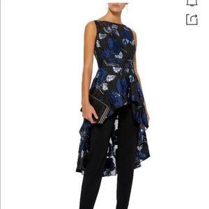 Lela rose floral fil coupe hi-low peplum top, NWT